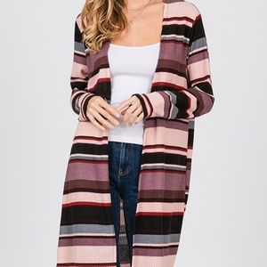Comfortable Lavender Long Open Cardigan